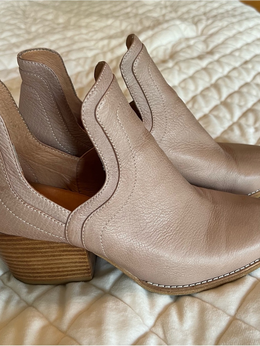 Silent D Women’s Leather Ankle Booties in Dusty Taupe